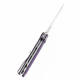 Tenable Shard Cross Bar Lock Purple G10 with Diamond Pattern Handle (3.47'' Stonewashed 14C28N Blade) Kim Ning Design-T1006V5