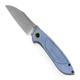 Tenable Prometheus Folding Knife Blue Micarta Handle(3.29'' Stonewashed  14C28N Blade)D.O.C.K. Design-T1040A3