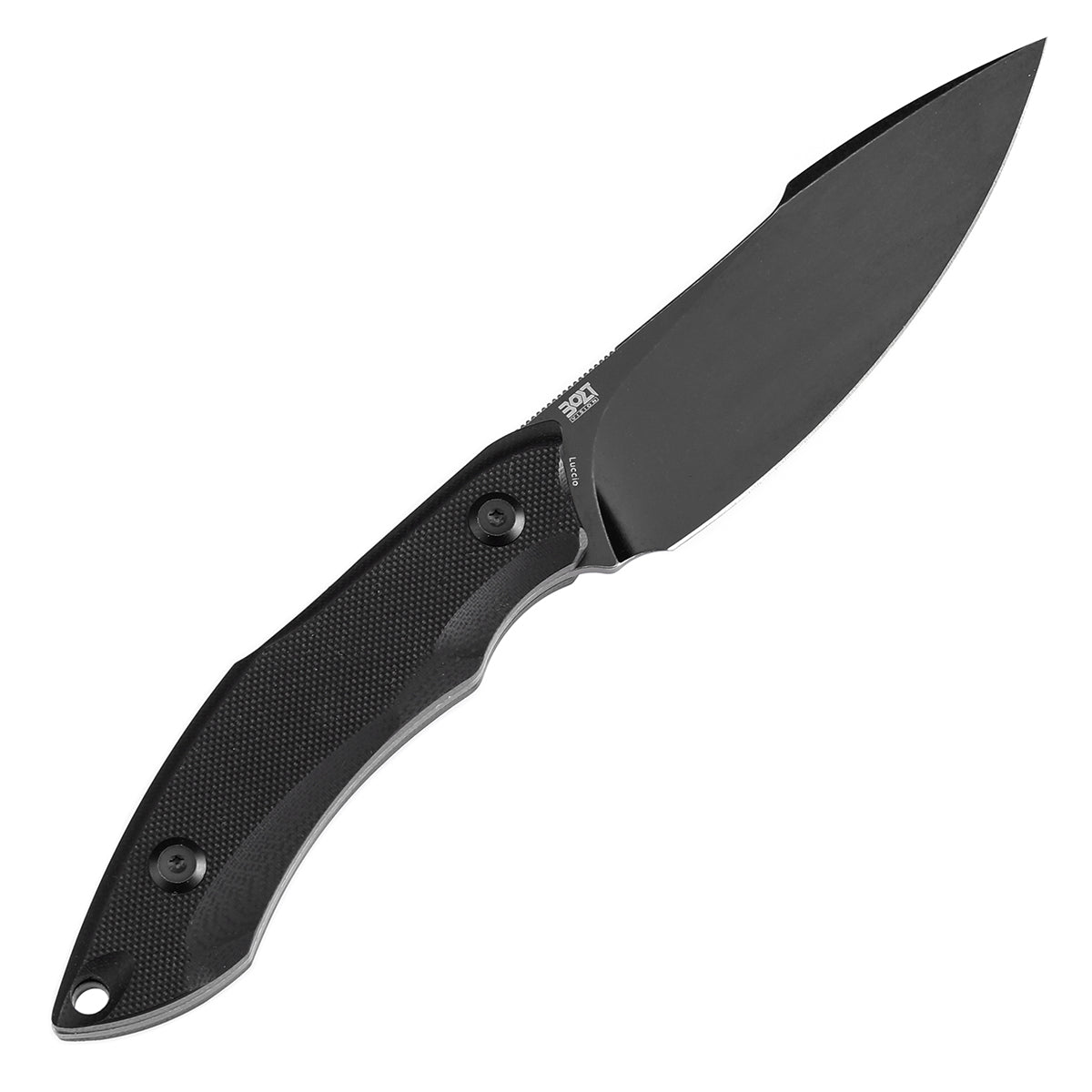 Tenable Luccio Fixed Blade Knife with Black G10 Handle (3.81" Blackwash 14C28N Blade) - Bolt Vision Design - G007A2