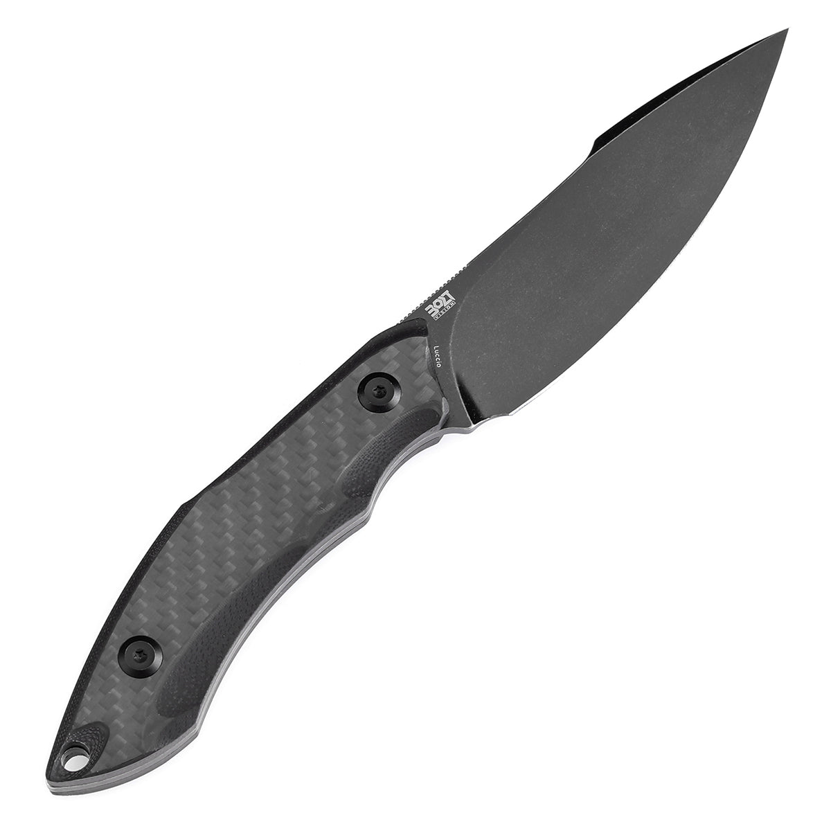 Tenable Luccio Fixed Blade Knife with Carbon Fiber & G10 Handle (3.81" Blackwash 14C28N Blade) - Bolt Vision Design - G007A6