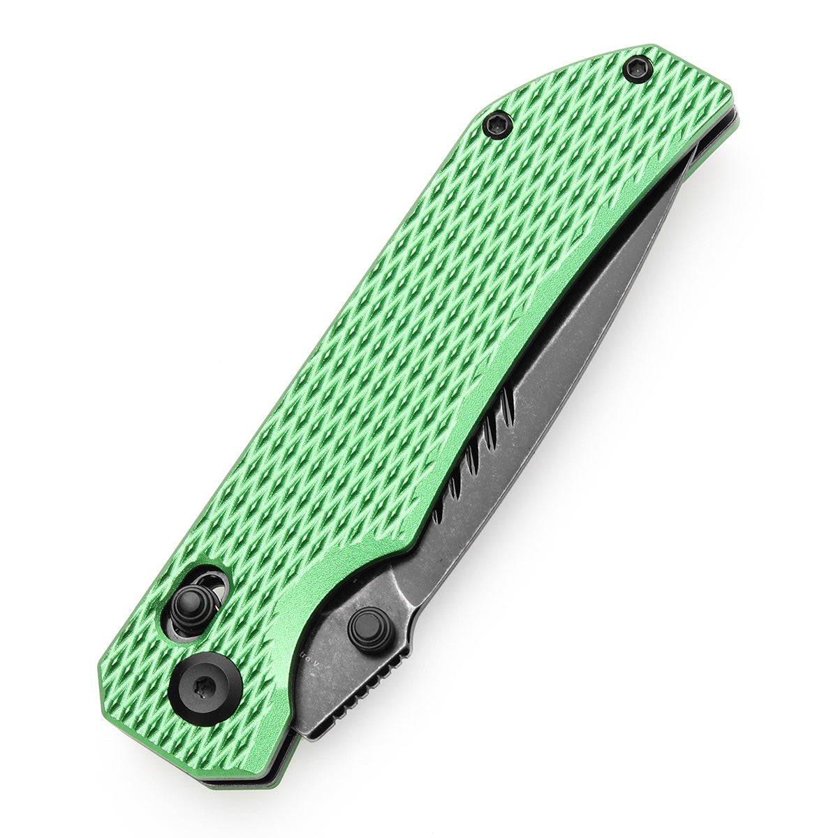 Tenable Eaglestrike St. Patrick's Day Edition Cross Bar Lock Folding Knife Green Anodized Aluminum with Diamond Pattern Handle (3.73'' Blackwash Nitro-V Blade) James Lowe Design-T1095V3