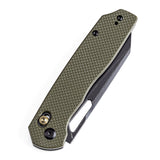 Tenable Shard Cross Bar Lock Olive Green G10 Handle (3.47'' Blue Coated 14C28N Blade) Kim Ning Design-T1006V3