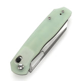 Tenable Shard Cross Bar Lock 	Jade G10n Handle (3.47'' Stonewashed 14C28N Blade) Kim Ning Design-T1006V6