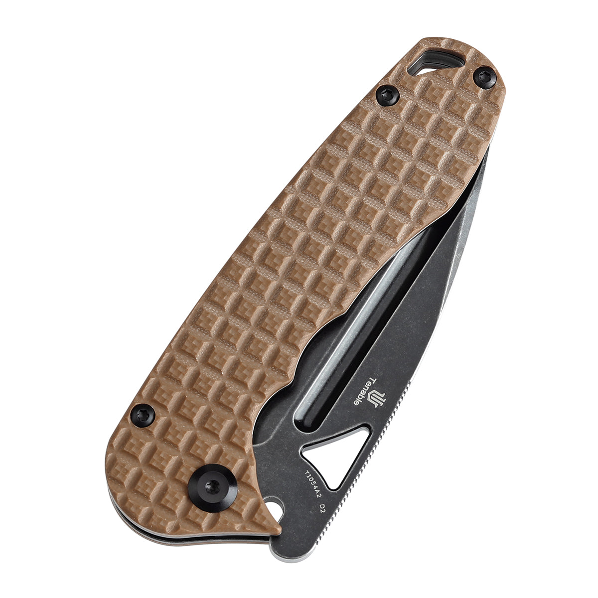 Tenable Bömbur Folding Knife Brown G10 with Frag Pattern Handle (3.53'' Blackwash D2 Blade) Midgards Messer Design--T1054A2