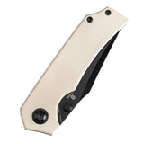 Tenable Fermi Folding Knife Ivory White G10 Handle (3.11'' Black TiCn Coated 14C28N Blade) Burchtree Designs-T1122A1