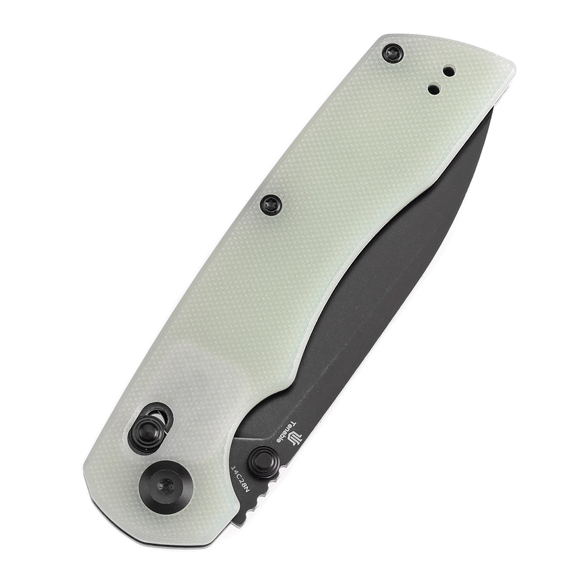 Tenable Kryo Cross Bar Lock Jade G10 Handle (3.58‘’ Blackwash 14C28N Blade) Kim Ning Design-T1001V4