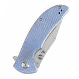 Tenable Rei Folding Knife Blue Micarta Handle (3.3" Stonewashed 14C28N Blade) Karambit Maker Design--T1061A1