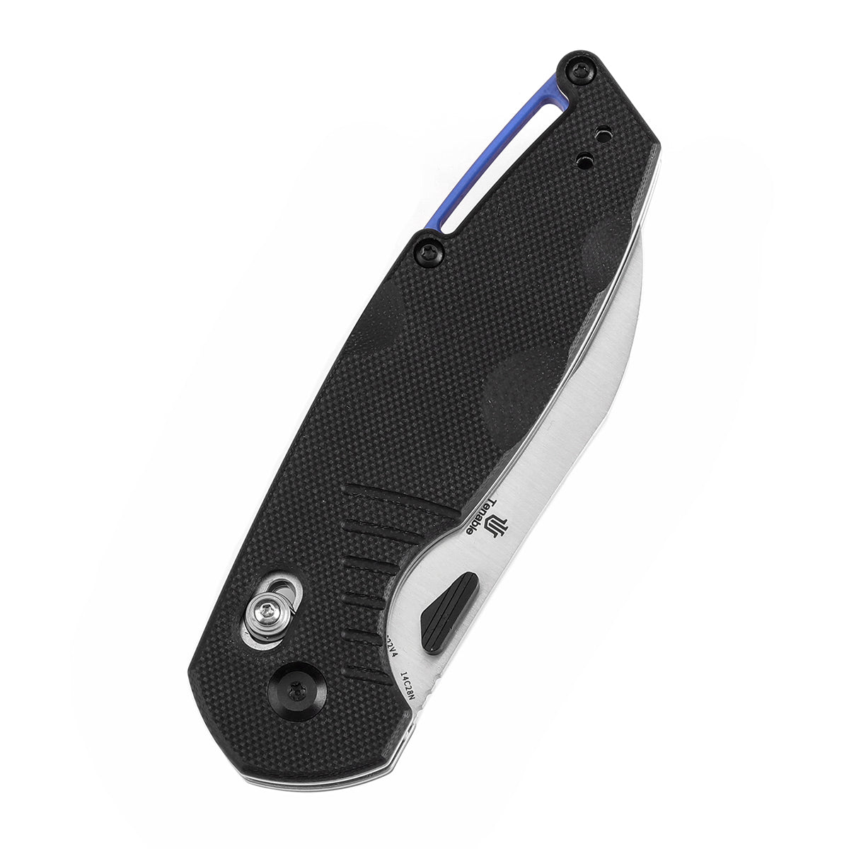 Tenable Model 6 Cross Bar Lock Black G10 with Lines Handle (3.1" Satin 14C28N Blade) Nick Swan Design--T1022V4