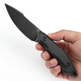 Tenable Luccio Fixed Blade Knife with Carbon Fiber & G10 Handle (3.81" Blackwash 14C28N Blade) - Bolt Vision Design - G007A6