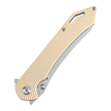 Tenable Colibri Tech Folding Knife Ivory White G10 Handle (4.34'' Stonewashed Nitro V Blade) Kmaxrom Design-T1060A4