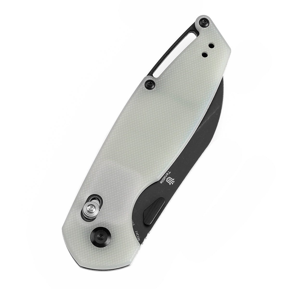 Tenable Model 6 Cross Bar Lock Jade G10 Handle (3.1" Blackwash 14C28N Blade) Nick Swan Design--T1022V3