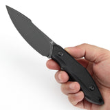 Tenable Luccio Fixed Blade Knife with Black G10 Handle (3.81" Blackwash 14C28N Blade) - Bolt Vision Design - G007A2