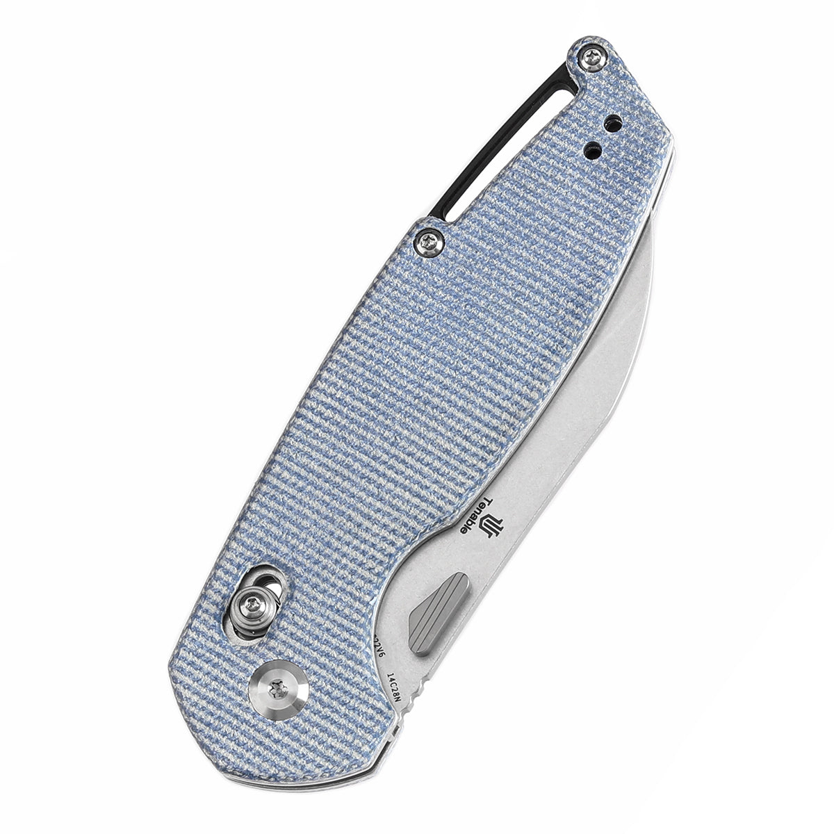 Tenable Model 6 Cross Bar Lock Blue Micarta Handle (3.1" Stonewashed 14C28N Blade) Nick Swan Design--T1022V6