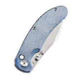 Tenable Nesstreet Folding Knife Blue Micarta Handle(3.58'' Satin 14C28N Blade)Karambit Maker Design-T1039F5