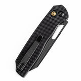 Tenable Shard Cross Bar Lock Black G10 Handle (3.47'' Blackwash 14C28N Blade) Kim Ning Design-T1006V1