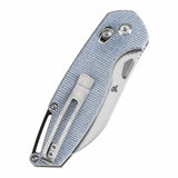 Tenable Model 6 Cross Bar Lock Blue Micarta Handle (3.1" Stonewashed 14C28N Blade) Nick Swan Design--T1022V6