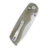 Tenable Kryo Cross Bar Lock Green Micarta Handle (3.58‘’ Stonewashed 14C28N Blade) Kim Ning Design-T1001V6