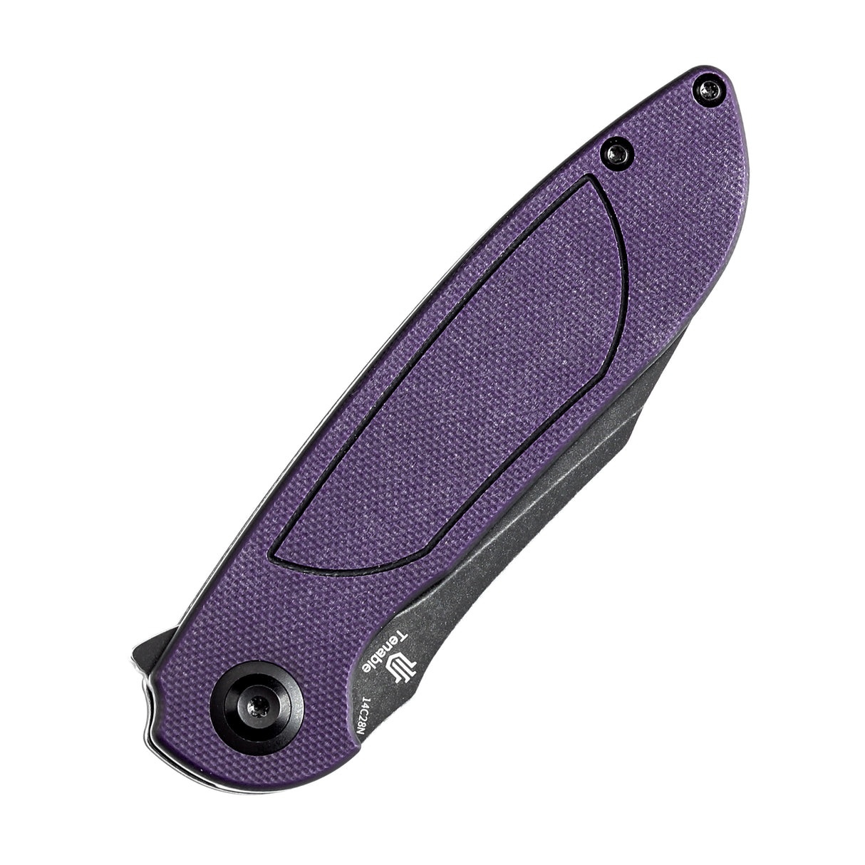 Tenable Prometheus Folding Knife Purple and Black G10 Handle(3.29'' Blackwash 14C28N Blade)D.O.C.K. Design-T1040A4