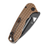 Tenable Bömbur Folding Knife Brown G10 with Frag Pattern Handle (3.53'' Blackwash D2 Blade) Midgards Messer Design--T1054A2