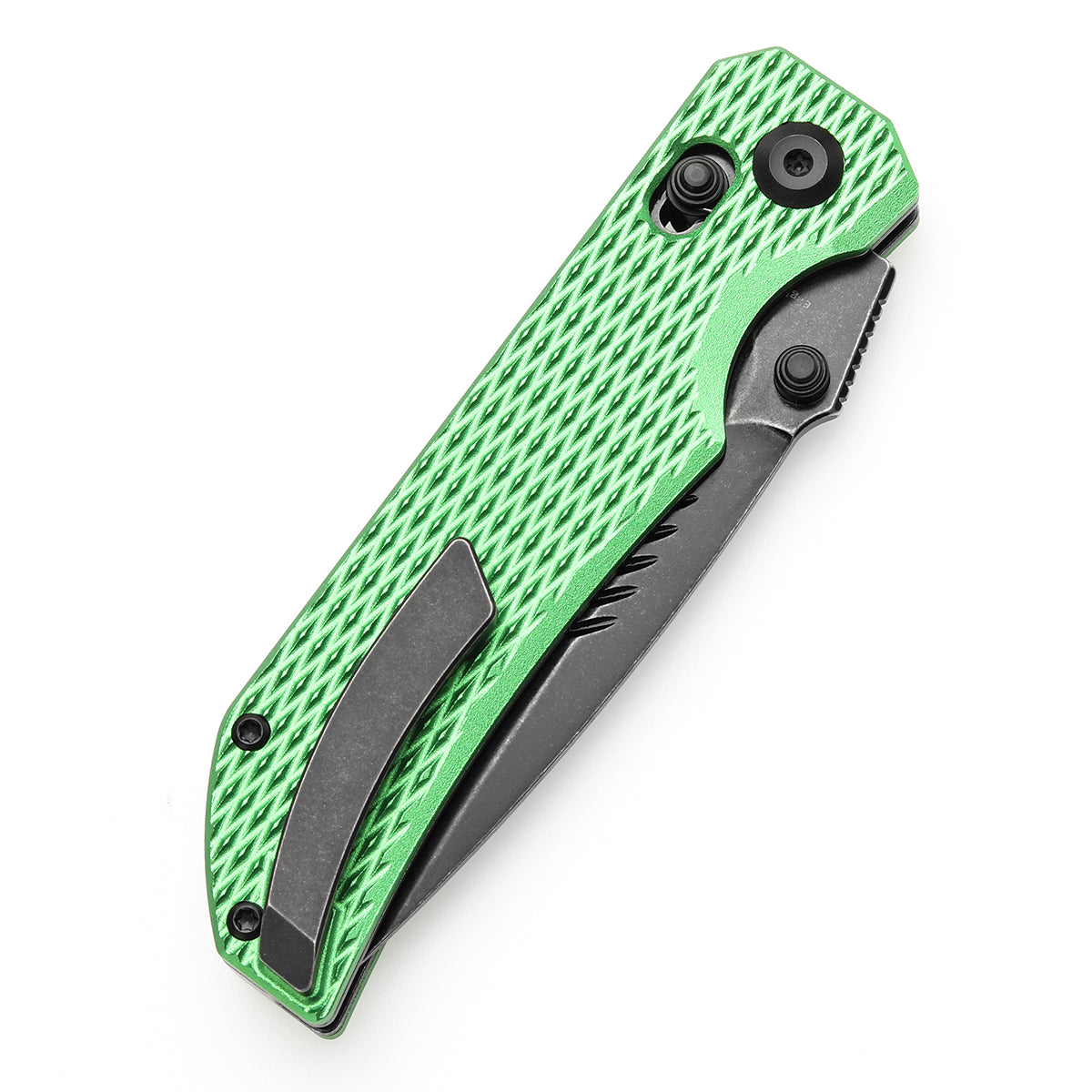 Tenable Eaglestrike St. Patrick's Day Edition Cross Bar Lock Folding Knife Green Anodized Aluminum with Diamond Pattern Handle (3.73'' Blackwash Nitro-V Blade) James Lowe Design-T1095V3