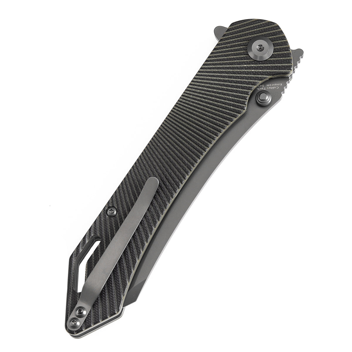 Tenable Colibri Tech Folding Knife Black and Green G10 Handle (4.34'' Gray TiCn Coated Nitro V Blade) Kmaxrom Design-T1060A2