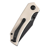 Tenable Fermi Folding Knife Ivory White G10 Handle (3.11'' Black TiCn Coated 14C28N Blade) Burchtree Designs-T1122A1