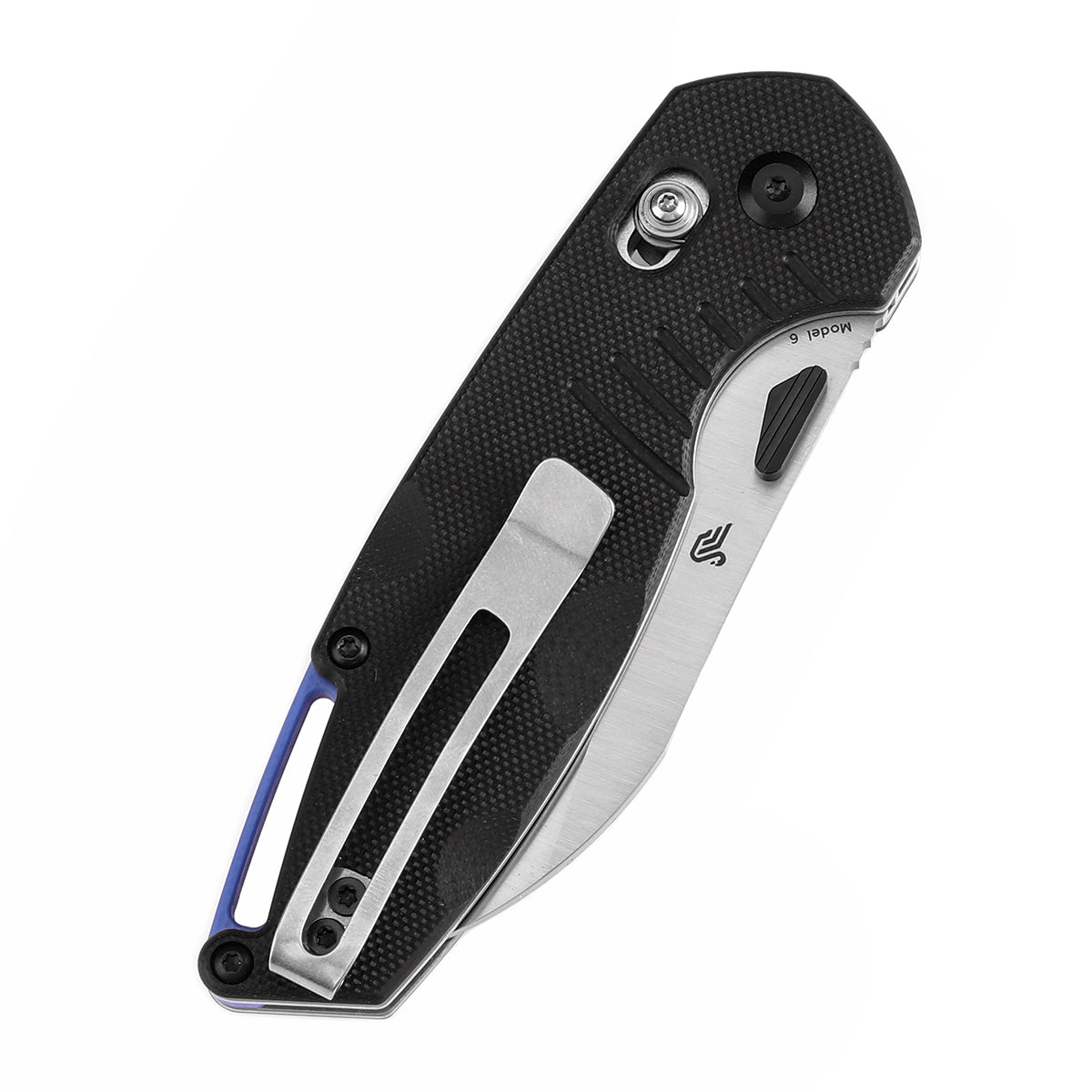 Tenable Model 6 Cross Bar Lock Black G10 with Lines Handle (3.1" Satin 14C28N Blade) Nick Swan Design--T1022V4