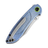 Tenable Prometheus Folding Knife Blue Micarta Handle(3.29'' Stonewashed  14C28N Blade)D.O.C.K. Design-T1040A3