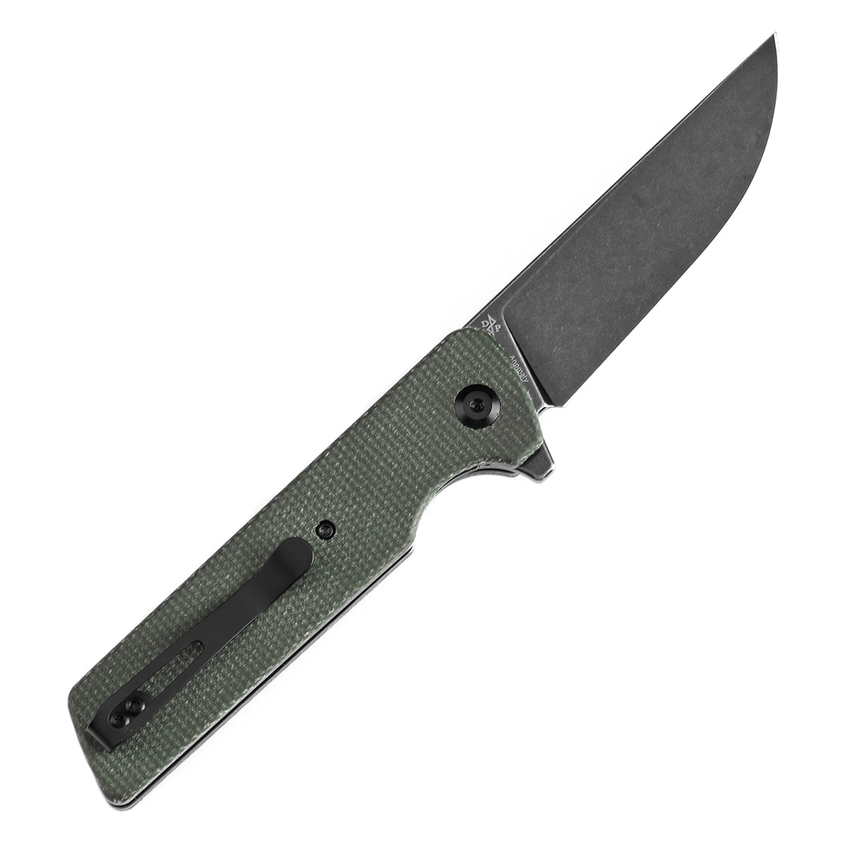 Tenable Anomaly Folding Knife Green Micarta Handle (3.14'' Blackwash Nitro-V Blade) Pinkerton Knives Design-T2038A2