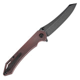 Tenable Colibri Tech Folding Knife Black and Red G10 Handle (4.34'' Blackwash Nitro V Blade) Kmaxrom Design-T1060A1