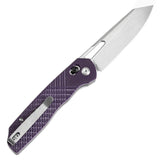 Tenable Shard Cross Bar Lock Purple G10 with Diamond Pattern Handle (3.47'' Stonewashed 14C28N Blade) Kim Ning Design-T1006V5