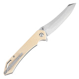 Tenable Colibri Tech Folding Knife Ivory White G10 Handle (4.34'' Stonewashed Nitro V Blade) Kmaxrom Design-T1060A4