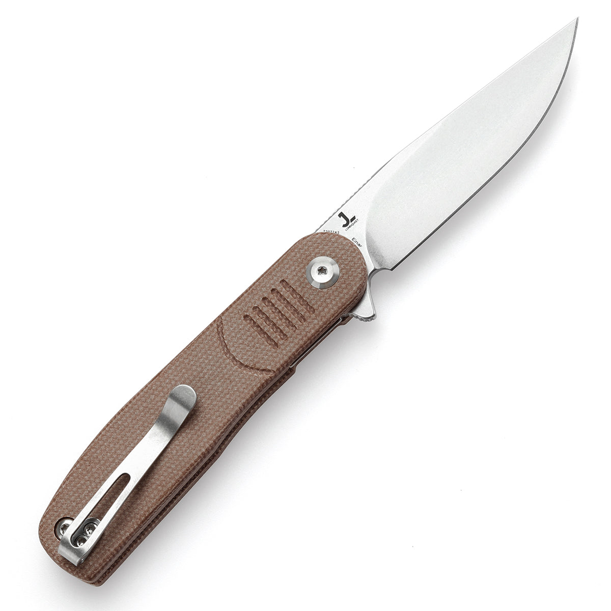 Tenable Einar Folding Knife Brown Micarta Handle (3.13'' Stonewashed Nitro-V Blade) Justin Lundquist Design-T2072A5