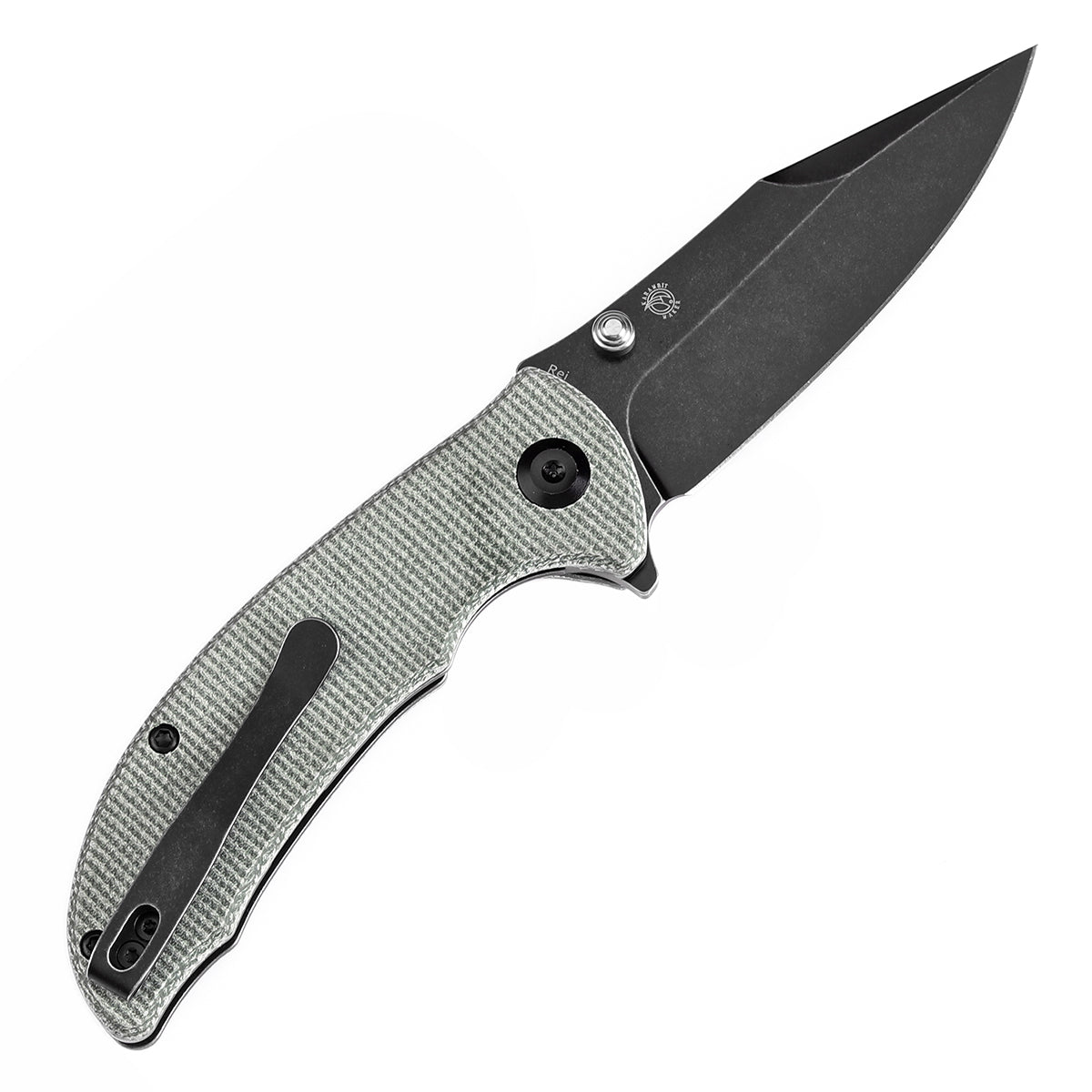 Tenable Rei Folding Knife Green Micarta Handle (3.3" Blackwash 14C28N Blade) Karambit Maker Design--T1061A2