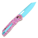 Tenable Shard Cross Bar Lock Jade G10 with Donut Print Handle (3.47'' Blue Coated 14C28N Blade) Kim Ning Design-T1006V8 (Not Available for Sale in the US)