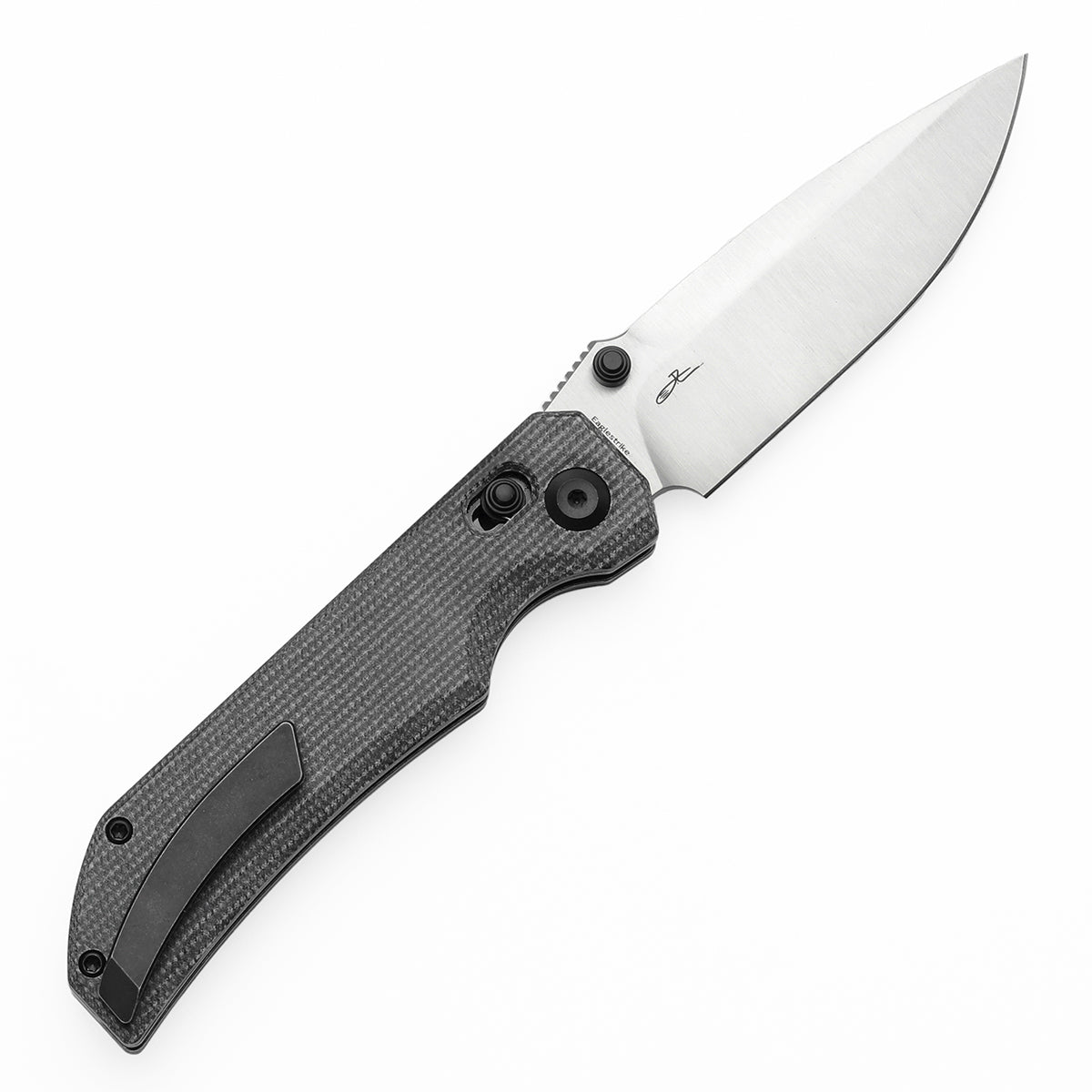 Tenable Eaglestrike Cross Bar Lock Folding Knife Black Micarta Handle (3.13'' Satin Nitro-V Blade) James Lowe Design-T1095V1