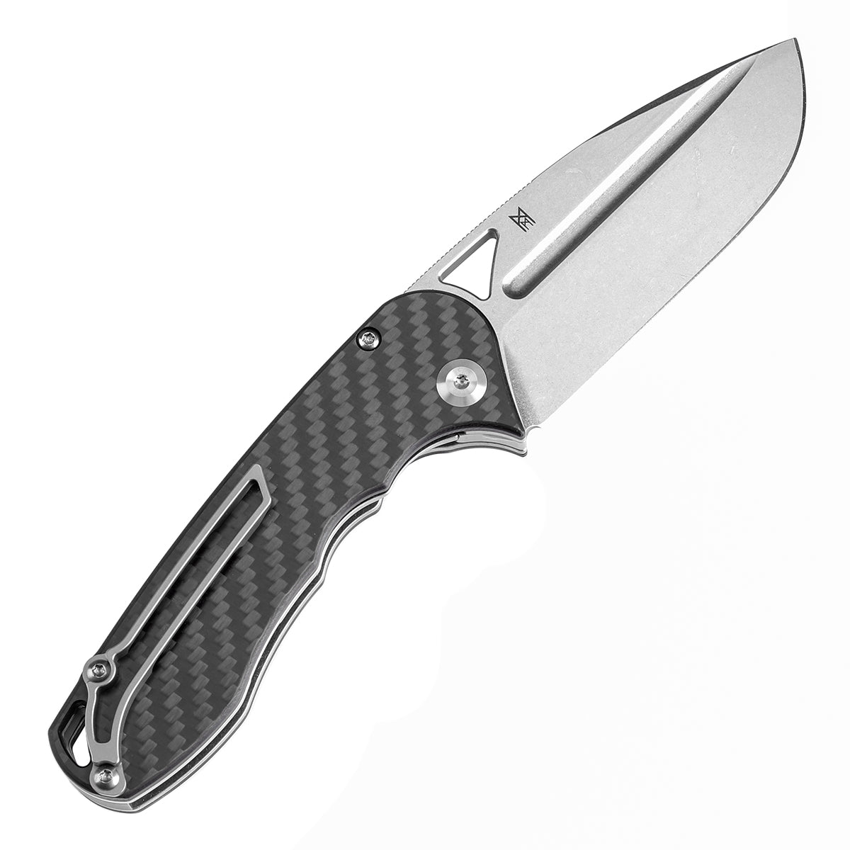 Tenable Bömbur Folding Knife Twill Carbon Fiber Handle (3.53'' Stonewashed D2 Blade) Midgards Messer Design--T1054A3