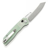 Tenable Shard Cross Bar Lock 	Jade G10n Handle (3.47'' Stonewashed 14C28N Blade) Kim Ning Design-T1006V6