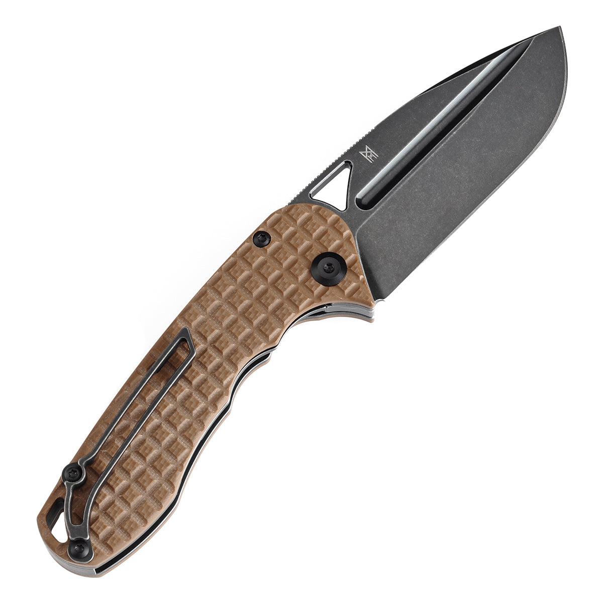 Tenable Bömbur Folding Knife Brown G10 with Frag Pattern Handle (3.53'' Blackwash D2 Blade) Midgards Messer Design--T1054A2