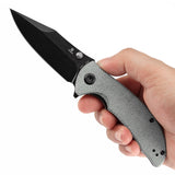 Tenable Rei Folding Knife Green Micarta Handle (3.3" Blackwash 14C28N Blade) Karambit Maker Design--T1061A2