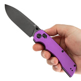 Tenable Kryo Cross Bar Lock Purple Anodized Aluminum Handle (3.58‘’ Blackwash 14C28N Blade) Kim Ning Design-T1001V2