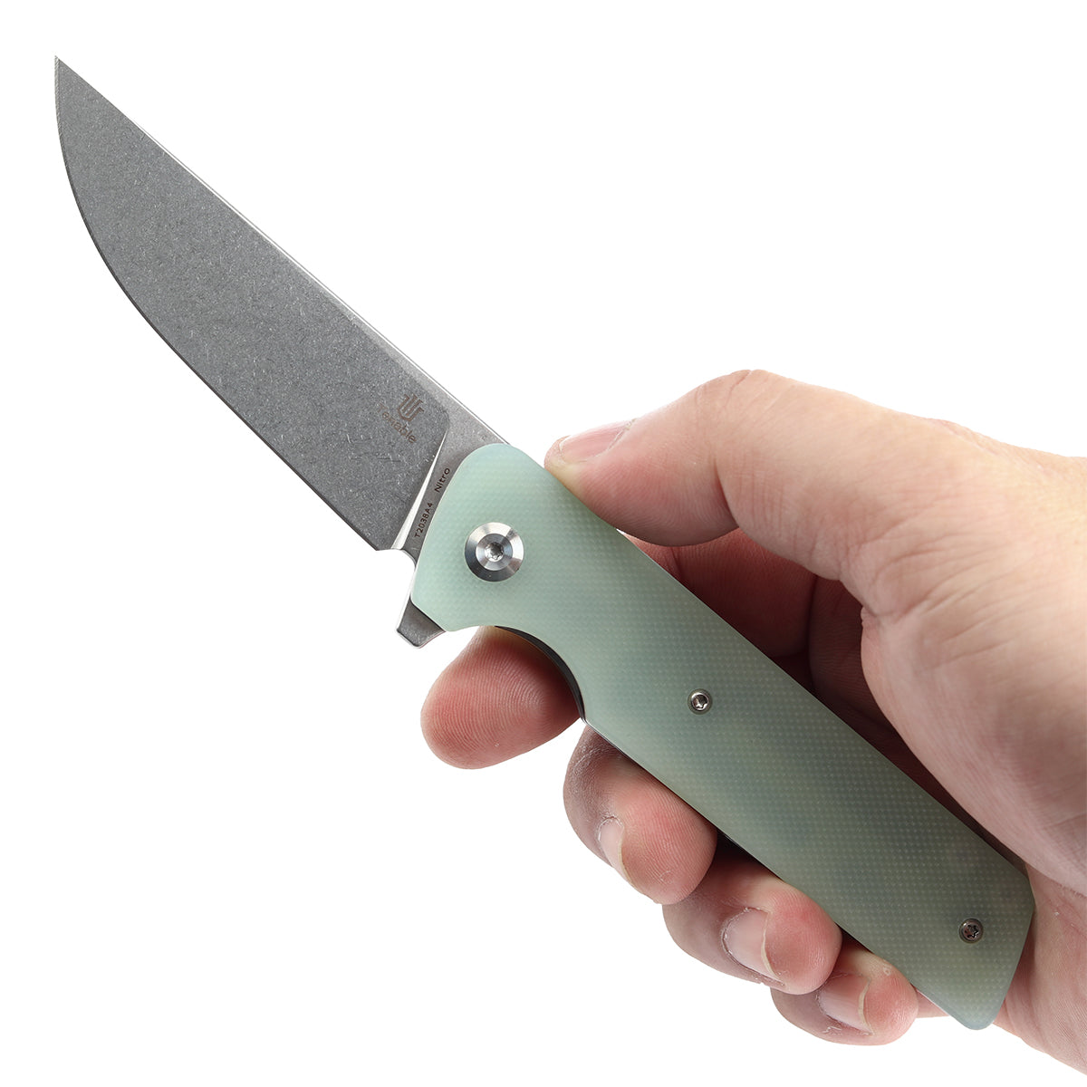 Tenable Anomaly Folding Knife Jade G10 Handle (3.14'' Stonewashed Nitro-V Blade) Pinkerton Knives Design-T2038A4