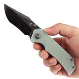 Tenable Fermi Folding Knife Jade  G10 Handle (3.11'' Black TiCn Coated 14C28N Blade) Burchtree Designs-T1122A2