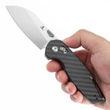 Tenable Model 6 Cross Bar Lock Twill Carbon Fiber Handle (3.1" Satin 14C28N Blade) Nick Swan Design--T1022V1