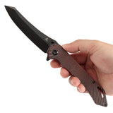 Tenable Colibri Tech Folding Knife Black and Red G10 Handle (4.34'' Blackwash Nitro V Blade) Kmaxrom Design-T1060A1