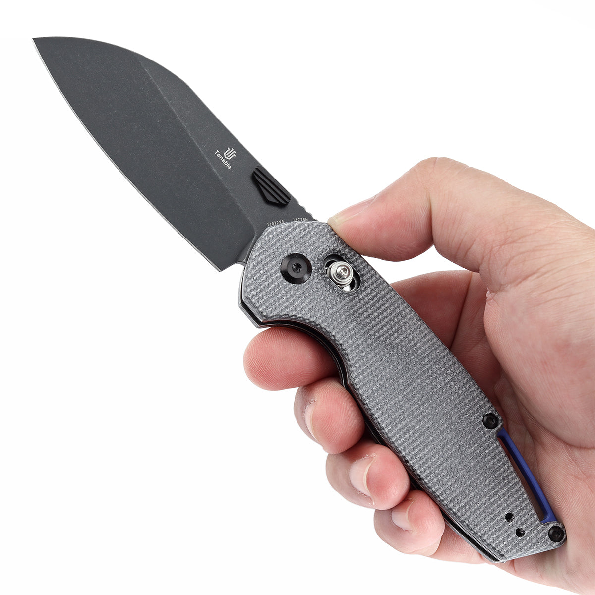 Tenable Model 6 Cross Bar Lock Black Micarta Handle (3.1" Blackwash 14C28N Blade) Nick Swan Design--T1022V5