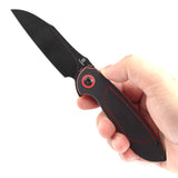 Tenable Prometheus Folding Knife Black and Red G10 Handle(3.29'' Blackwash 14C28N Blade)D.O.C.K. Design-T1040A1