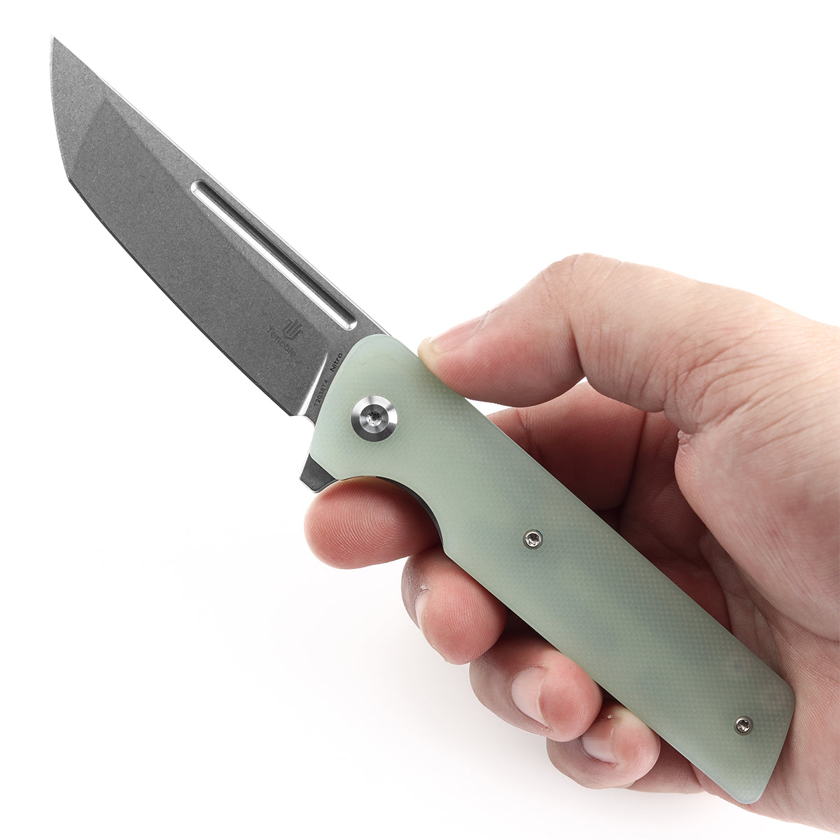 Tenable Anomaly Folding Knife Jade G10 Handle (3.14'' Stonewashed Nitro-V Tanto Blade) Pinkerton Knives Design-T2038T4