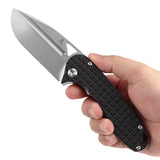 Tenable Bömbur Folding Knife Black G10 with Frag Pattern Handle (3.53'' Stonewashed D2 Blade) Midgards Messer Design--T1054A1