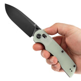 Tenable Kryo Cross Bar Lock Jade G10 Handle (3.58‘’ Blackwash 14C28N Blade) Kim Ning Design-T1001V4